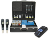 This portable lab measures 24 water quality parameters for pollution detection, environmental studies, and industrial water and wastes. The digital SMART® colorimeter analyzes test sample color reactions and provides direct readouts for 15 factors. Titration tests performed with LaMotte's Direct Reading Titrators provide results directly in ppm for 6 additional factors.  Also includes digital meters to measure pH, conductivity, and TDS. The Digital SMART® Colorimeter is programmed to provide direct readouts for over 60 factors using optional reagent packages.